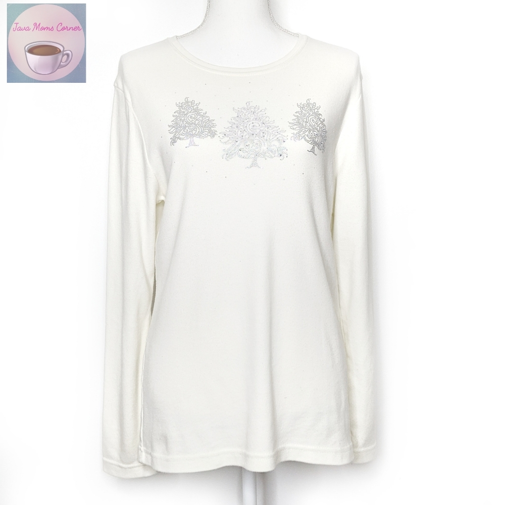 Decorated Original Sequin Christmas Tree Top White